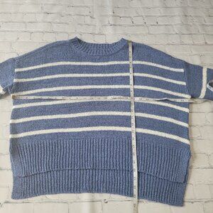 NWT C&C California blue with white stripes round neck slouchy fit sweater